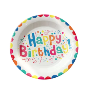 თეფში ქაღალდის 10ც 22.5სმ happy birthday